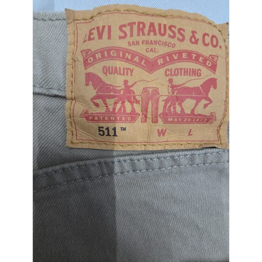 New Levis Original 511 Mens 46/28 (L26) Stretch KHAKI/BEIGE SlimFit Jeans RT:$70